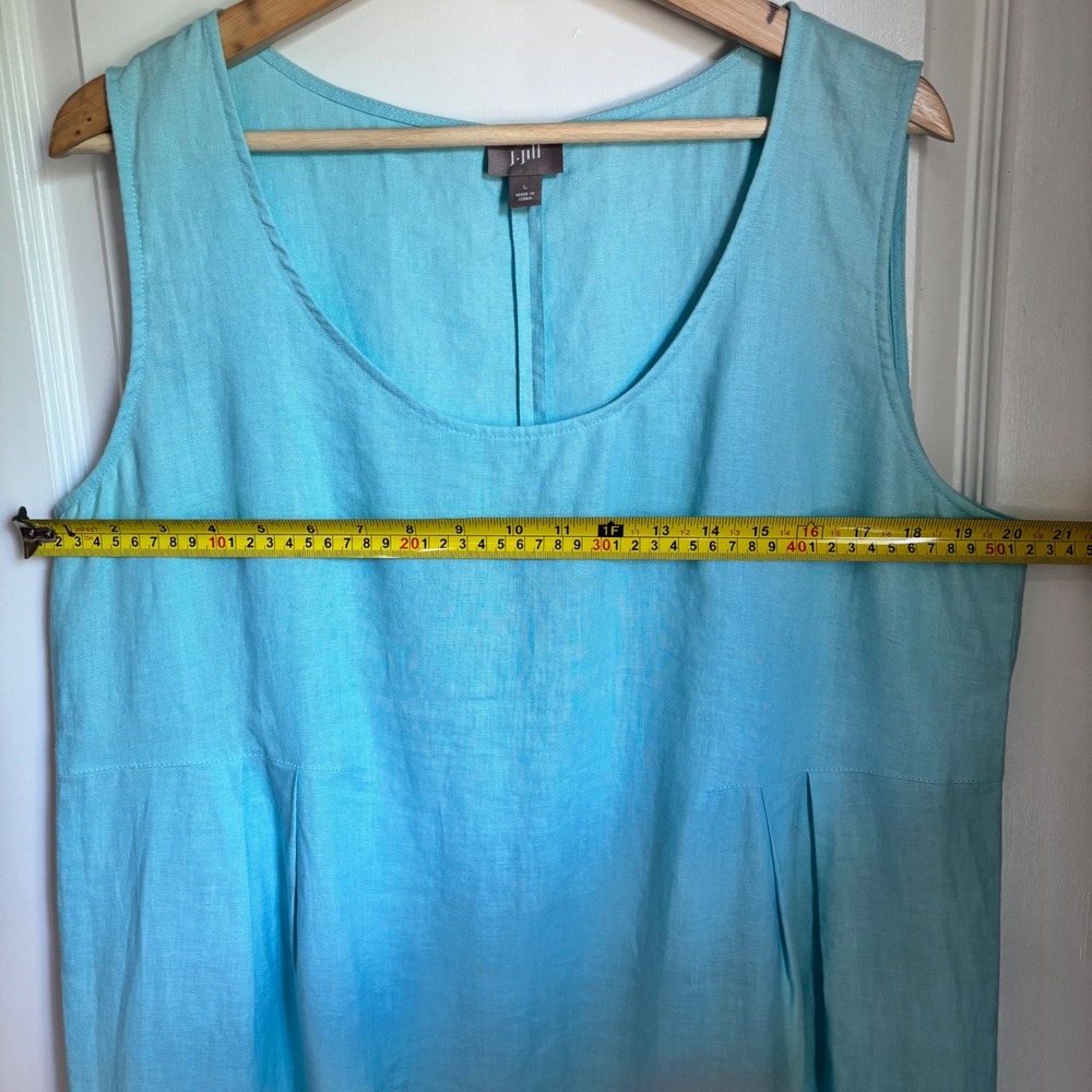 J. Jill Women Turquoise Blue 100% Linen Sleeveless Scoop Neck Shift Dress Large - Picture 5 of 6